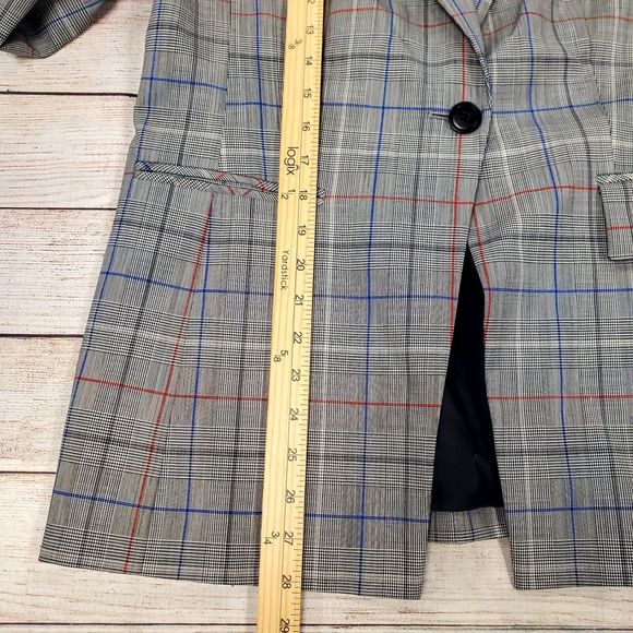 Lewit Women's Plaid Wool 1-Button Blazer Size 12 - Picture 10 of 12